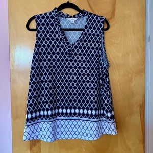 Navy, white & periwinkle accent tank top